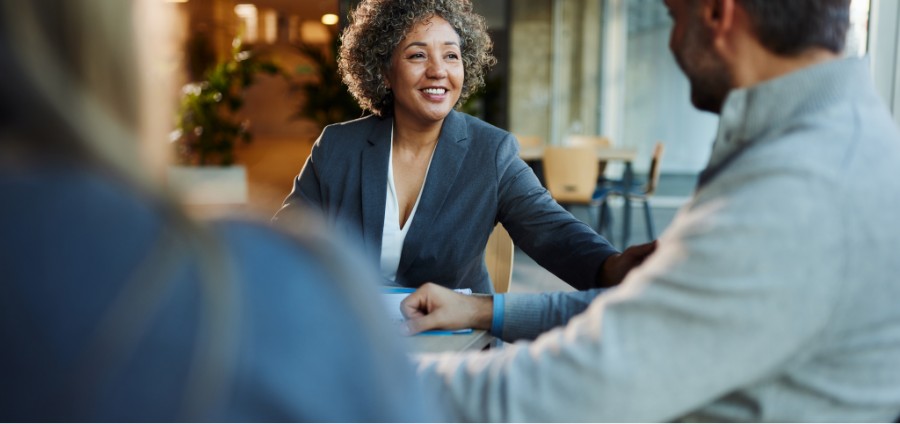 Financial advisor meeting with a family
