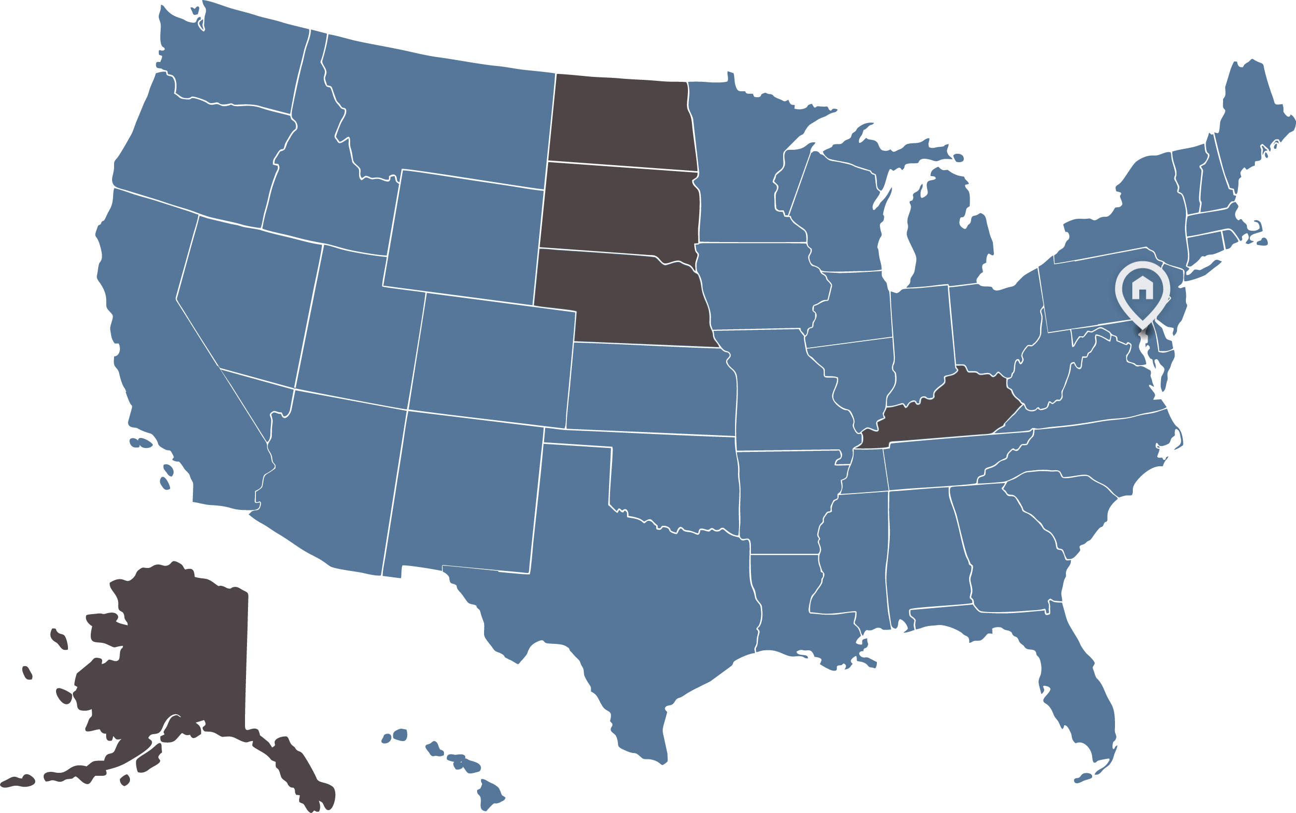 Map pointing at Headquartered in Alexandria, VA